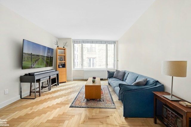 living area with baseboards