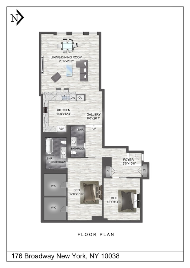 176 Broadway Unit 3C, New York City, NY 10038 - floor plan / room layout