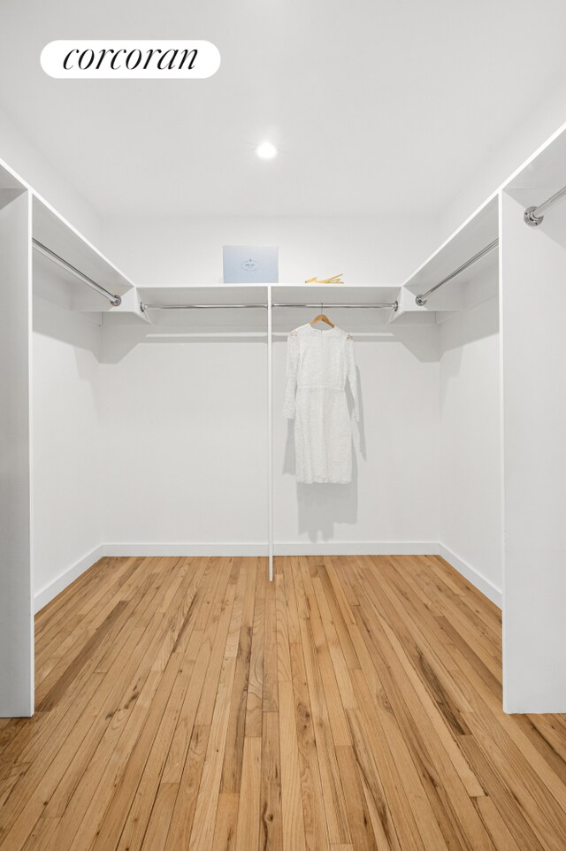 walk in closet featuring hardwood / wood-style flooring