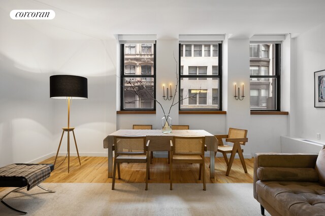 176 Broadway Unit 3C, New York City, NY 10038 - dining room featuring wood finished floors and baseboards