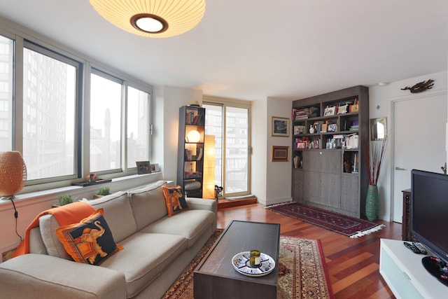 living area with wood finished floors