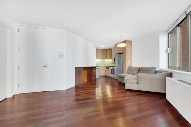 living room with dark wood-type flooring