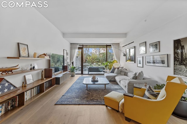 living room featuring light hardwood / wood-style floors