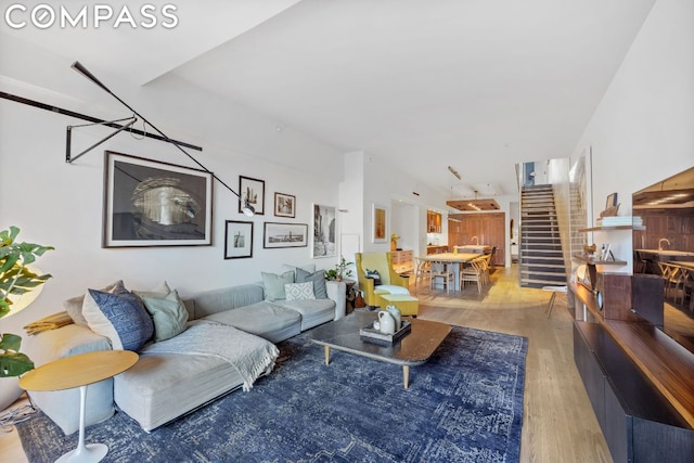 living room with wood-type flooring