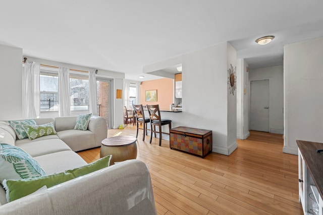 living room featuring light wood-type flooring