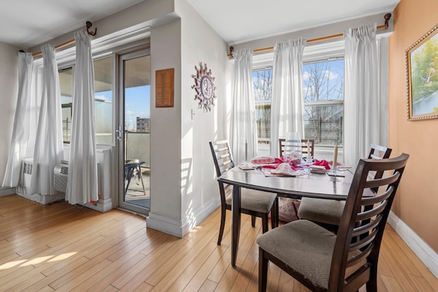 dining room with light hardwood / wood-style floors