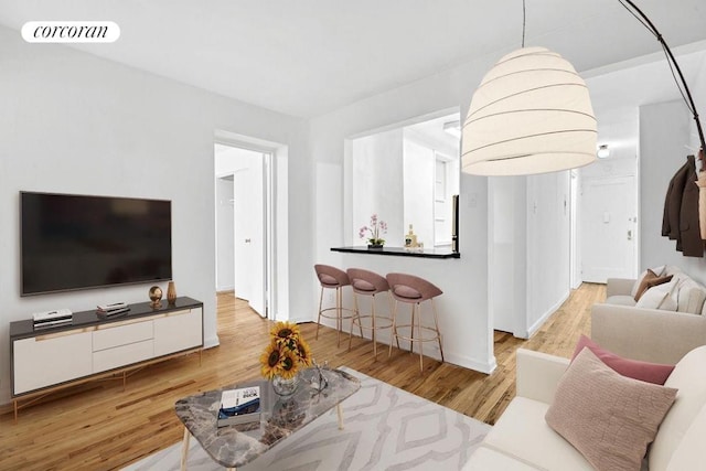 living room with light wood-type flooring