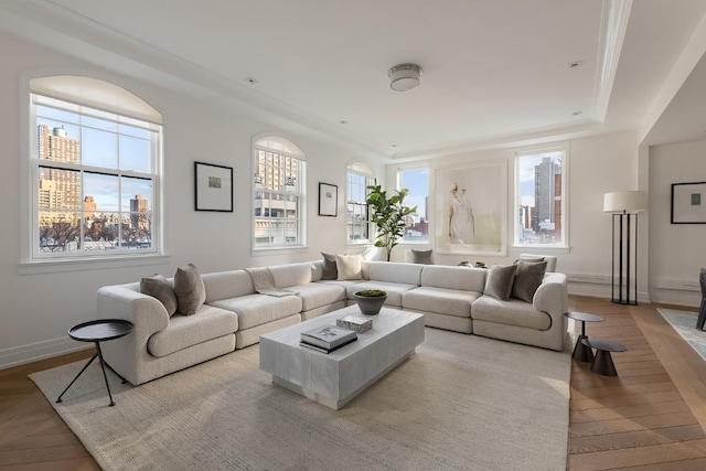 living room with light hardwood / wood-style floors