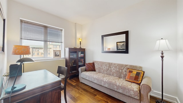 office area with hardwood / wood-style flooring