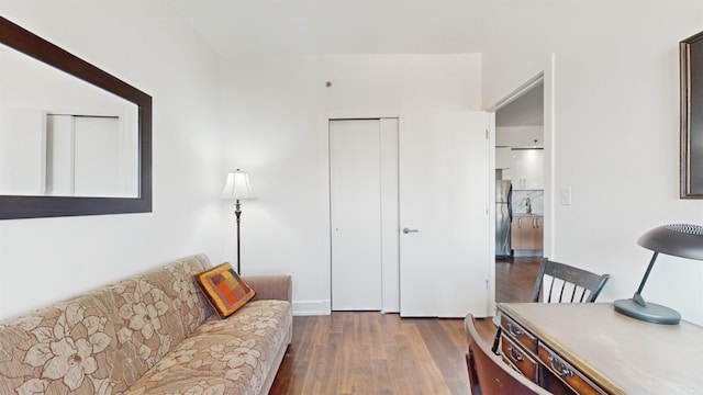 living room with hardwood / wood-style floors