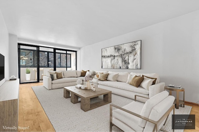 living room featuring light hardwood / wood-style flooring