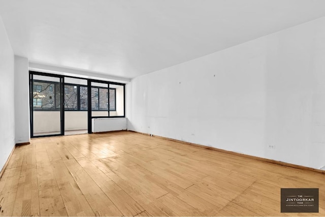 spare room with light hardwood / wood-style flooring