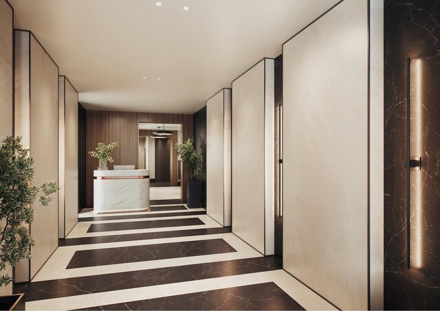 view of sauna / steam room featuring parquet flooring