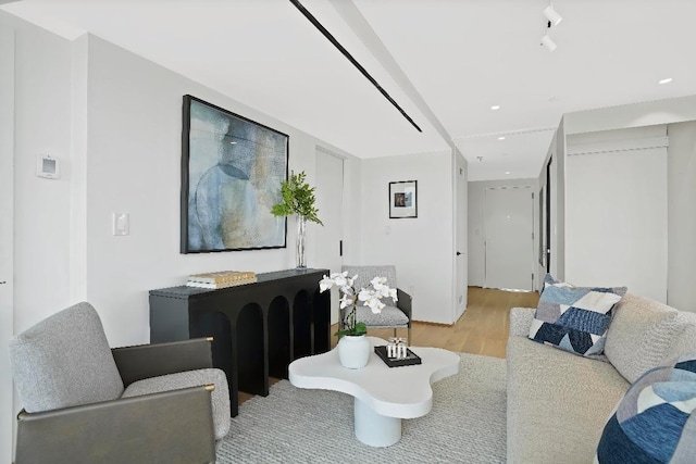 living room with light hardwood / wood-style floors