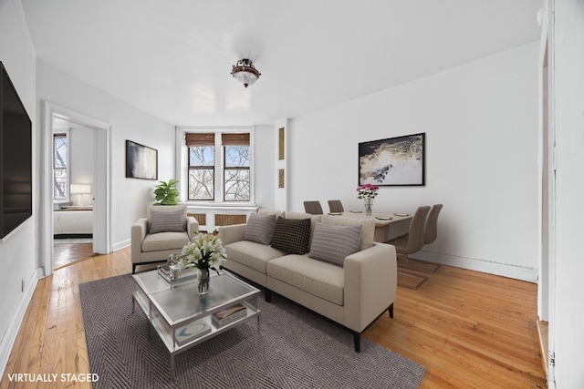 living room featuring light hardwood / wood-style floors