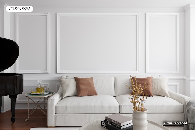 living room with visible vents and wood finished floors