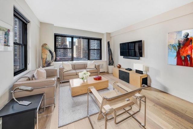 living room with hardwood / wood-style floors