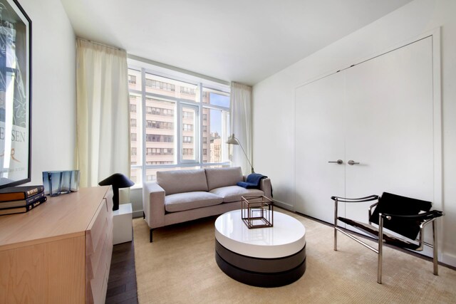 285 W 110th St Unit 2A, New York City, NY 10026 - living area with expansive windows and wood finished floors