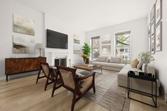 living room featuring light hardwood / wood-style flooring