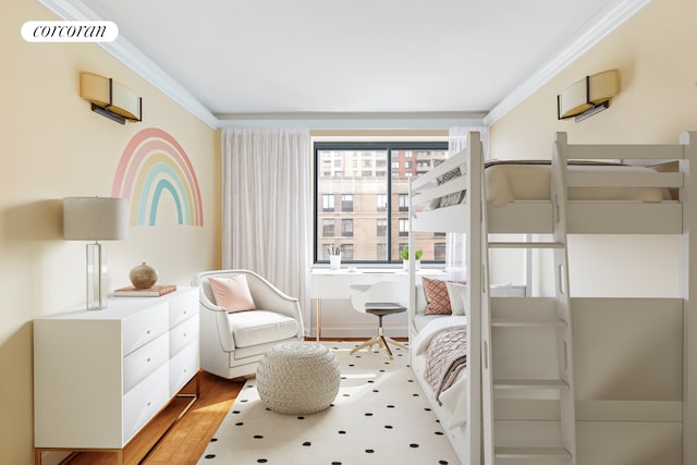 300 Rector Pl Unit 8Lm, New York City, NY 10280 - bedroom with ornamental molding and light wood-style floors