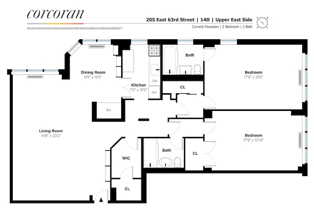 205 E 63rd St Unit 14D, New York City, NY 10065 - view of floor plan / room layout