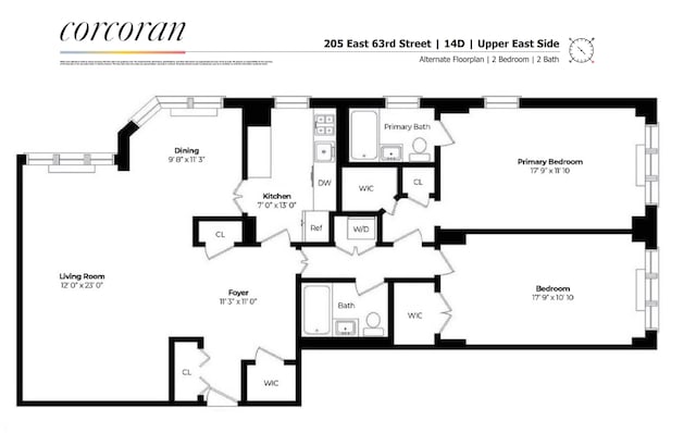 205 E 63rd St Unit 14D, New York City, NY 10065 - view of floor plan / room layout