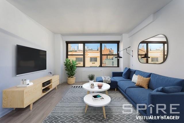 living area featuring wood finished floors