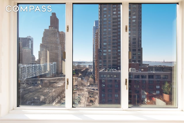 interior details with a view of city