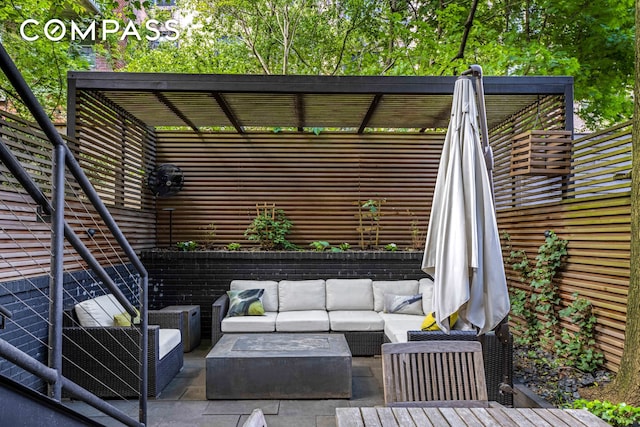 view of patio featuring an outdoor hangout area