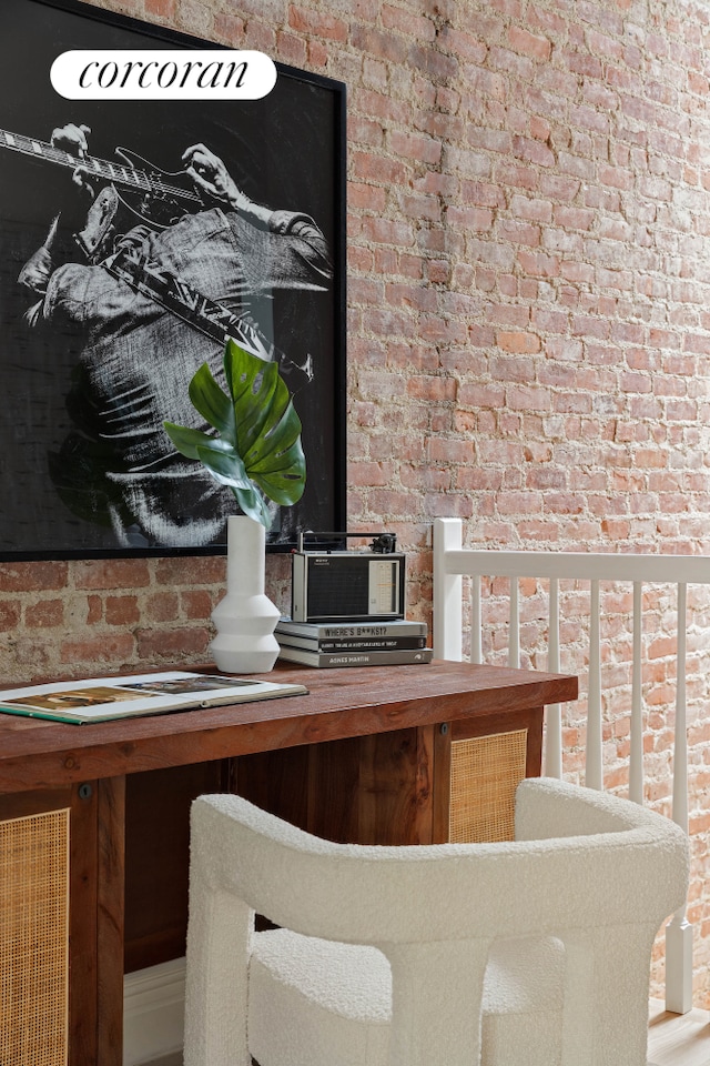 interior space with brick wall