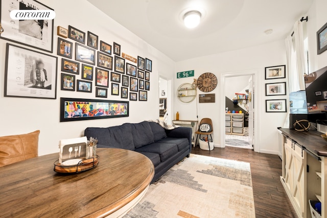 living room featuring dark hardwood / wood-style flooring