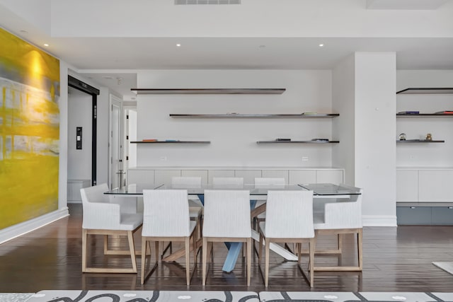 bar featuring recessed lighting, wood finished floors, visible vents, and baseboards