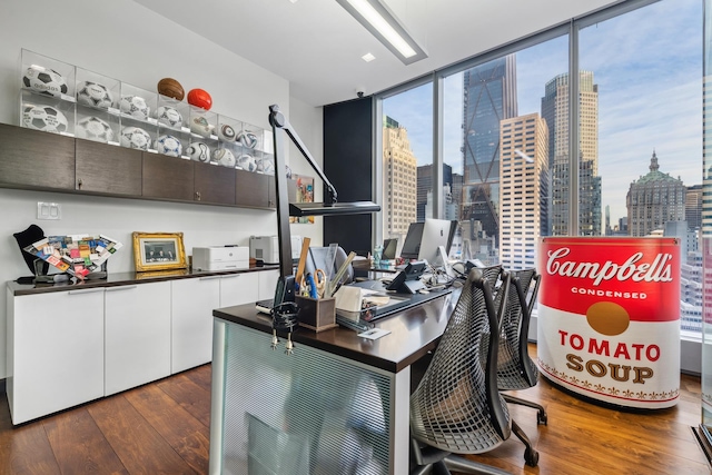 50 W 47th St Unit 1808, New York City, NY 10036 - office area with hardwood / wood-style floors and a wall of windows