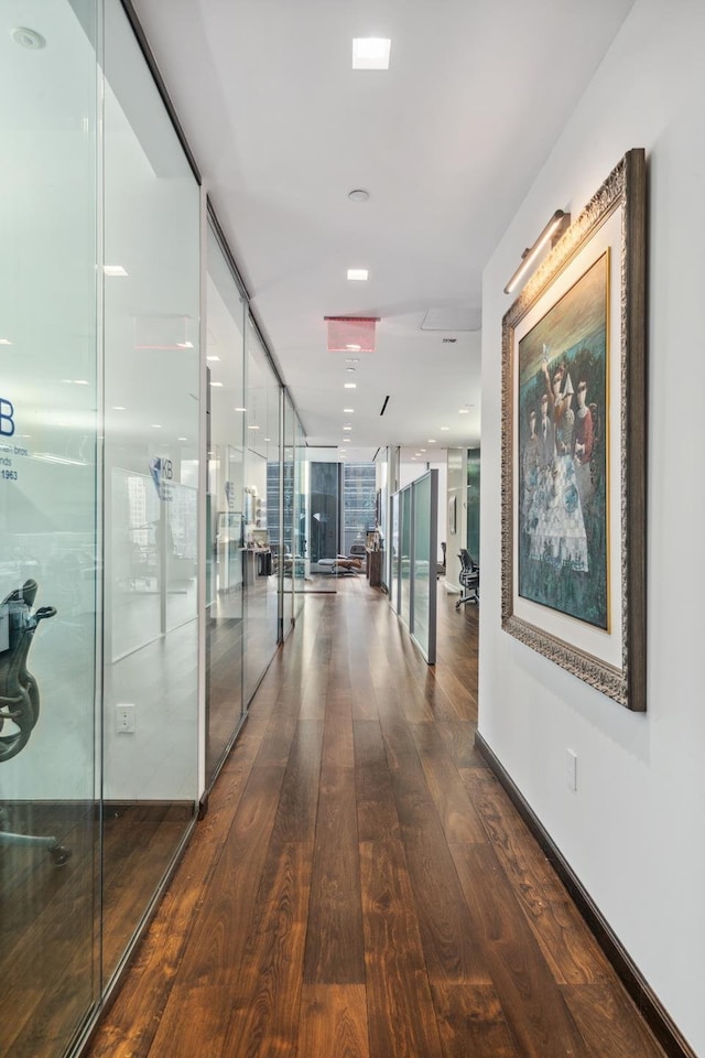 50 W 47th St Unit 1808, New York City, NY 10036 - corridor with wood finished floors and floor to ceiling windows