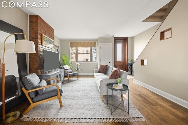 living room with wood-type flooring