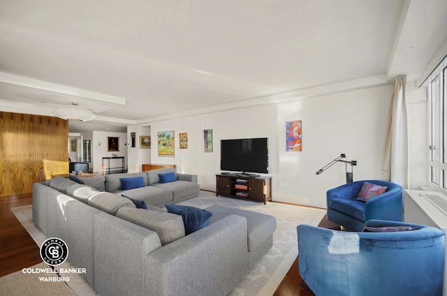 living room with wood finished floors