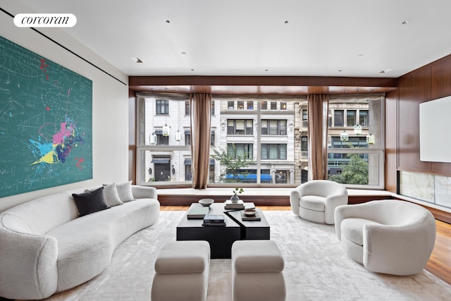 living room with hardwood / wood-style flooring