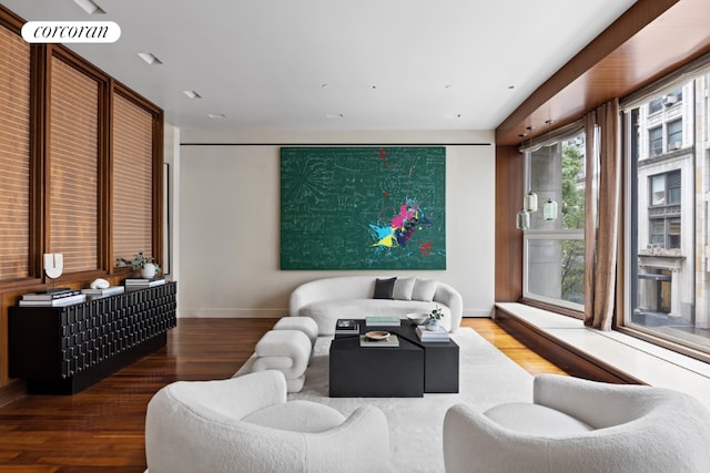 living room with wood-type flooring