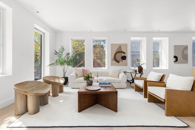 living room featuring baseboards