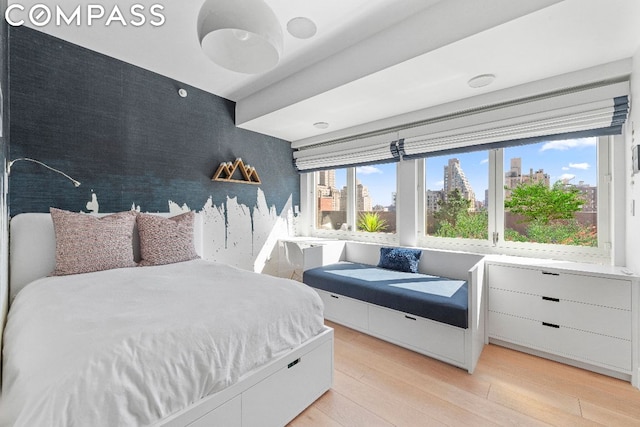 bedroom featuring light hardwood / wood-style flooring