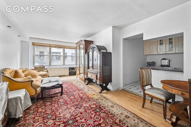 living room featuring light hardwood / wood-style flooring