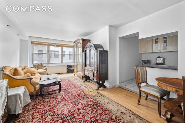 living room featuring light wood-style floors