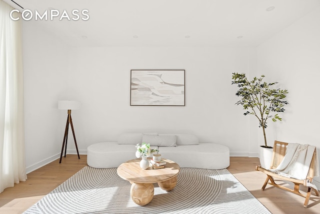 145 Conselyea St, New York City, NY 11211 - living area featuring light wood finished floors and baseboards