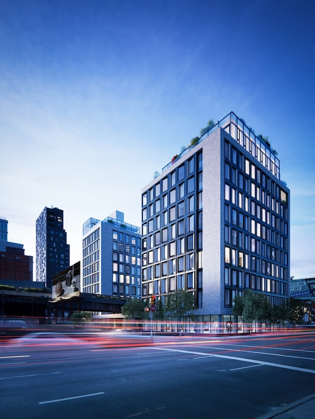 view of building exterior with a city view