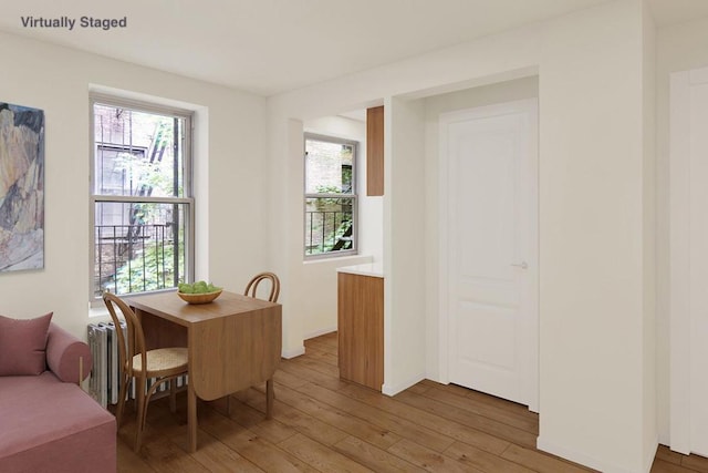 dining room featuring a healthy amount of sunlight and dark hardwood / wood-style floors