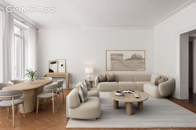 20 E End Ave Unit 4C, New York City, NY 10028 - living area featuring ornamental molding and baseboards