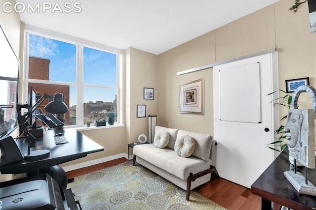 office area featuring hardwood / wood-style flooring