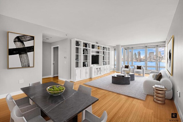 living room with hardwood / wood-style floors