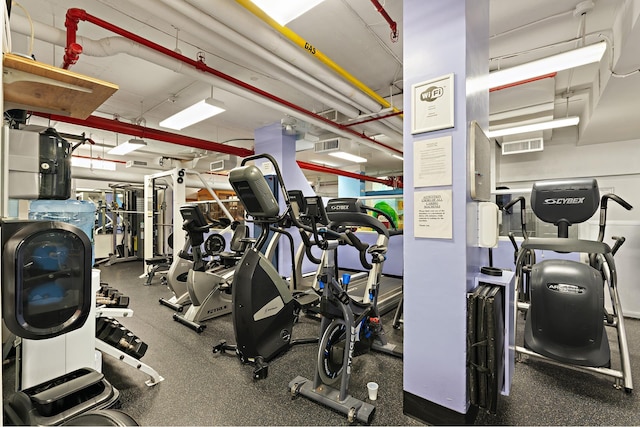 exercise room with visible vents