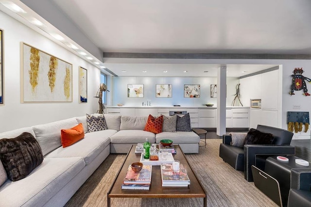 living room with hardwood / wood-style floors